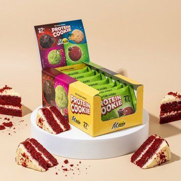 Protein cookies "Red velvet" glazed WITHOUT SUGAR, 40 grams 27%, 10 pieces