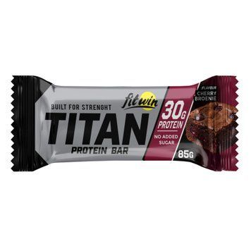 Протеїновий батончик TITAN Bar Cherry brownie, БЕЗ ЦУКРУ 85г 35%, 9 штук 4820273231538 фото