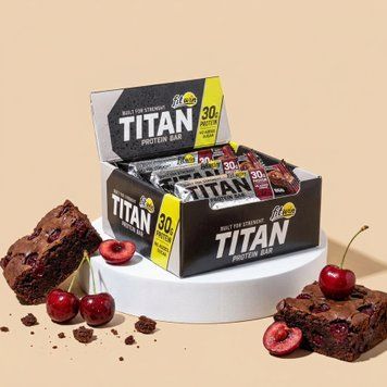Протеїновий батончик TITAN Bar Cherry brownie, БЕЗ ЦУКРУ 85г 35%, 9 штук 4820273231538 фото